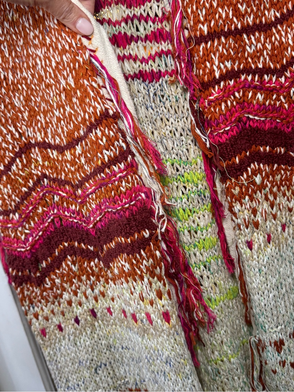 Free People Skies the Limit Cardigan/sweater/poncho Dessert Dream Fringe Boho - Picture 8 of 13